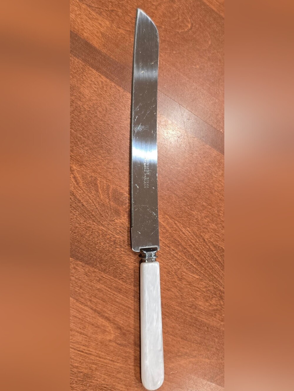 Sheffield England Vintage Pearl-Look Stainless Steel Wedding Cake Knife 8"